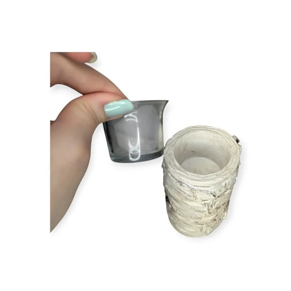 Faux White Birch Candle Holder 6